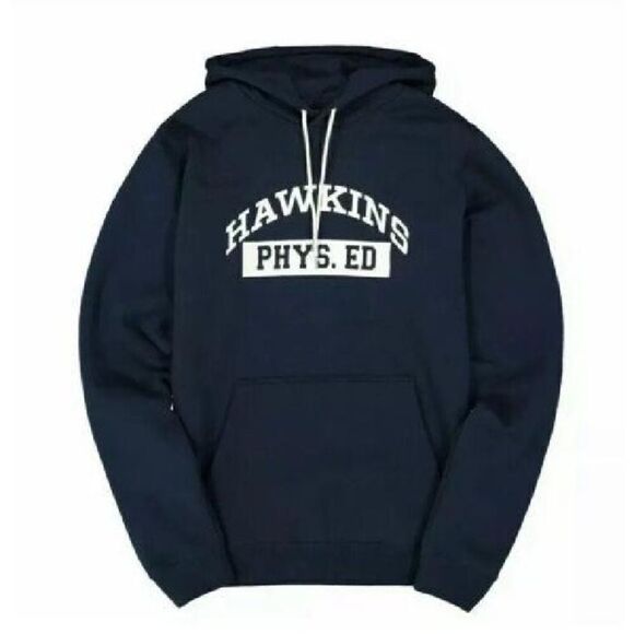 Excellent Condition Nike x Stranger Things Hawkins High Hoodie Mens S Navy Blue - Picture 1 of 8